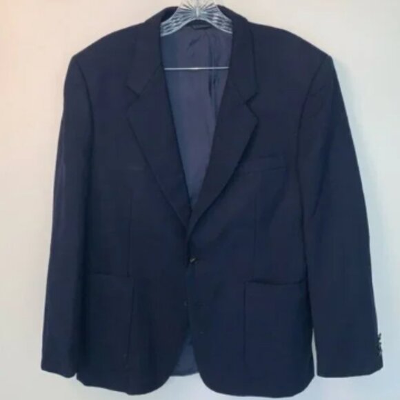 Yves Saint Laurent Vintage Blue Wool Sport Coat with Notched Lapels - Picture 1 of 9